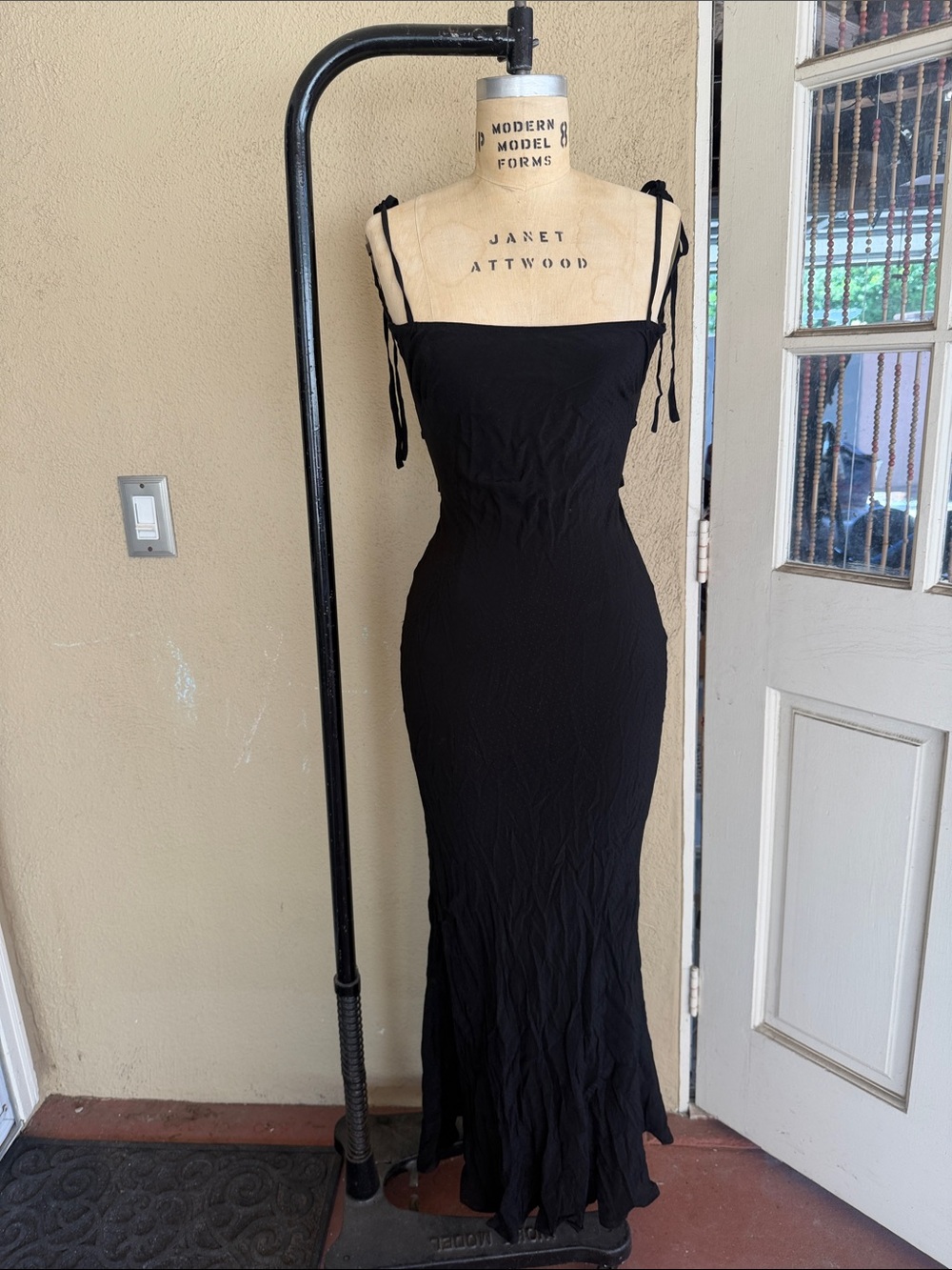 Verge Girl Estelle bias cut Black Back-Tie Maxi Dress open low back